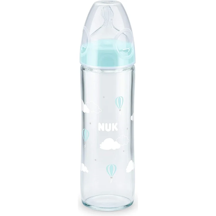 Nuk 10212021 Glas-Babyflasche'New Classic' mit Sauger mittelfein gelocht - farbig sortiert, 240 ml, mehrfarbig – Bild 2