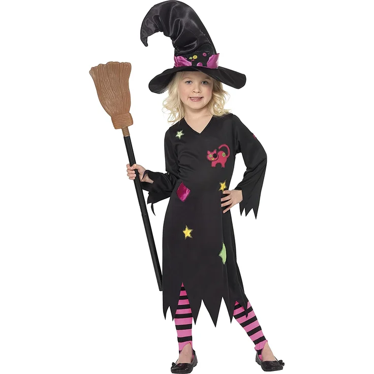 Kostüm Holzhexe Schwarz mit Kleid Hut und Strumpfhose, T2 – Bild 1