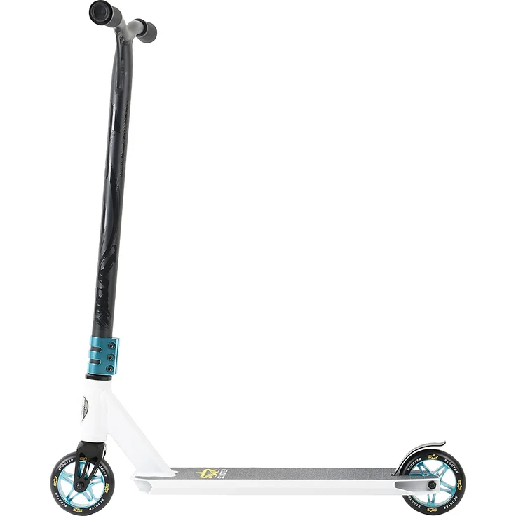 STAR SCOOTER Original Performance Freestyle Jump Pro Sport Alu Kickscooter Stuntscooter mit HIC Kompression in sehr stabiler Leichtbauweise für Kinder ab ca. 7 - 8 Jahre | 110mm Semi Professional Edition | Weiß (matt) & Blau – Bild 2