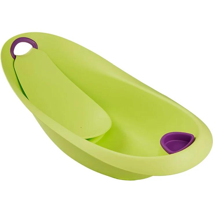 keeeper Hippo Ergonomische Babywanne mit Softgriff, Stöpsel und anatomisch geformten Badesitz, Ab 0 bis ca. 6 Monate, Natalia, Grün – Bild 1