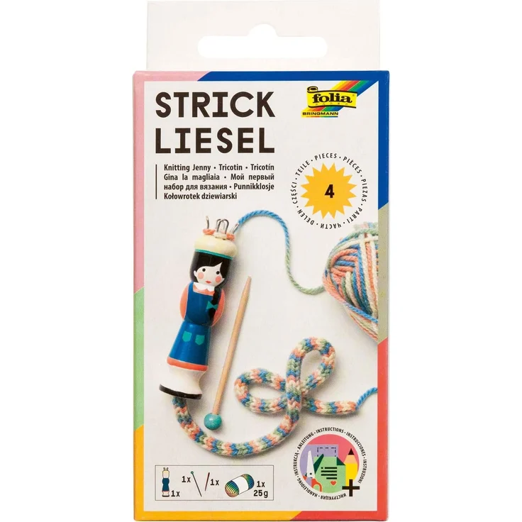 folia 24919 - Strickliesel inklusive Wolle, Holzstricknadel und Sticknadel – Bild 1