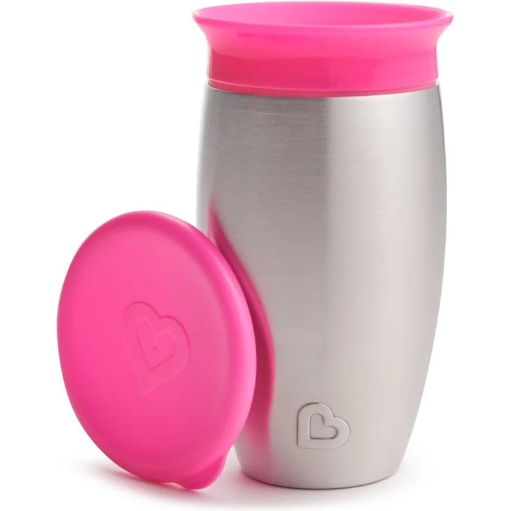 Munchkin Miracle 360° Edelstahl-Trinkbecher, auslaufsicher, ab 12 Monaten, rosa, 296 ml – Bild 2