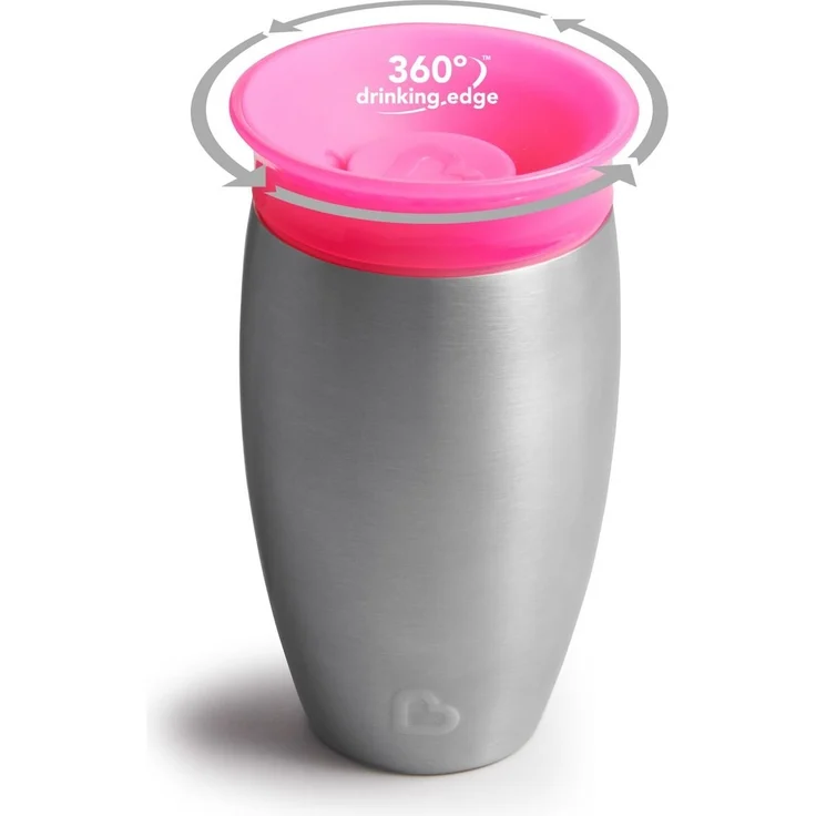 Munchkin Miracle 360° Edelstahl-Trinkbecher, auslaufsicher, ab 12 Monaten, rosa, 296 ml – Bild 3