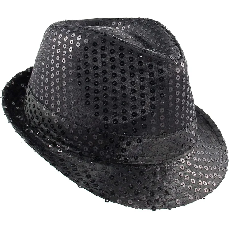 Schwarzer Paillettenhut Pailletten Hut Glitzer Schwarz