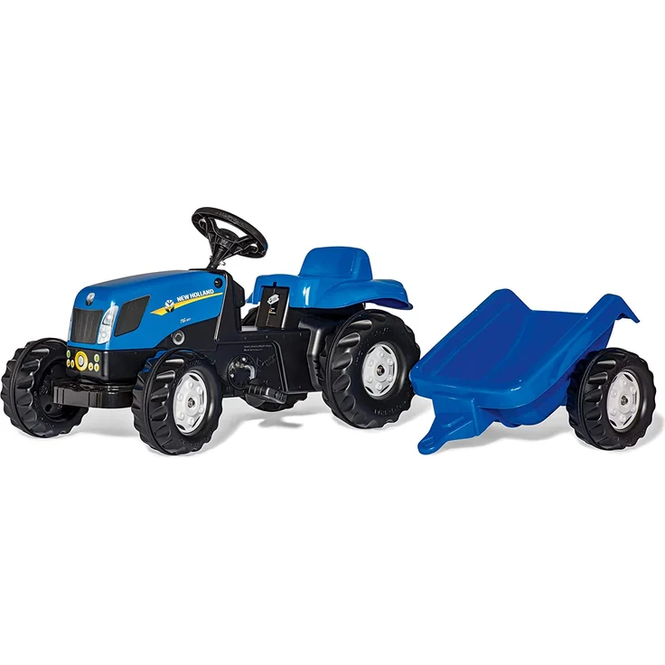 Rolly Toys rollyKid NH T7040 Trettraktor mit Anhänger (für Kinder von 2,5 bis 5 Jahren, Heckkupplung) 013074 – Bild 1