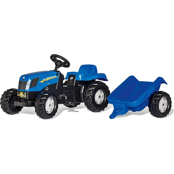 Rolly Toys rollyKid NH T7040 Trettraktor mit Anhänger (für Kinder von 2,5 bis 5 Jahren, Heckkupplung) 013074