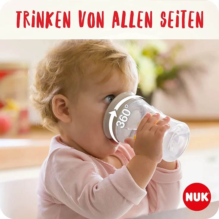 NUK Magic Cup Trinklernbecher | 8+ Monate | 230 ml | auslaufsicherer 360°-Trinkrand | BPA-frei | blau | 2 Stück – Bild 2