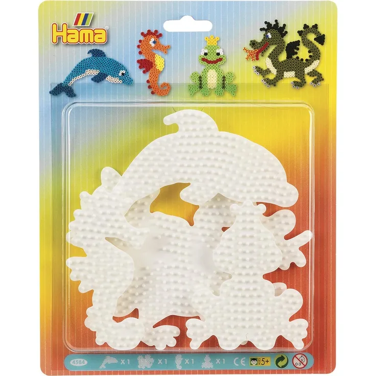 Hama Perlen 4584 Stiftplatten für Midi Perlen, Delfin, Drache, Seepferdchen und Kleiner Frosch - Preisvergleich