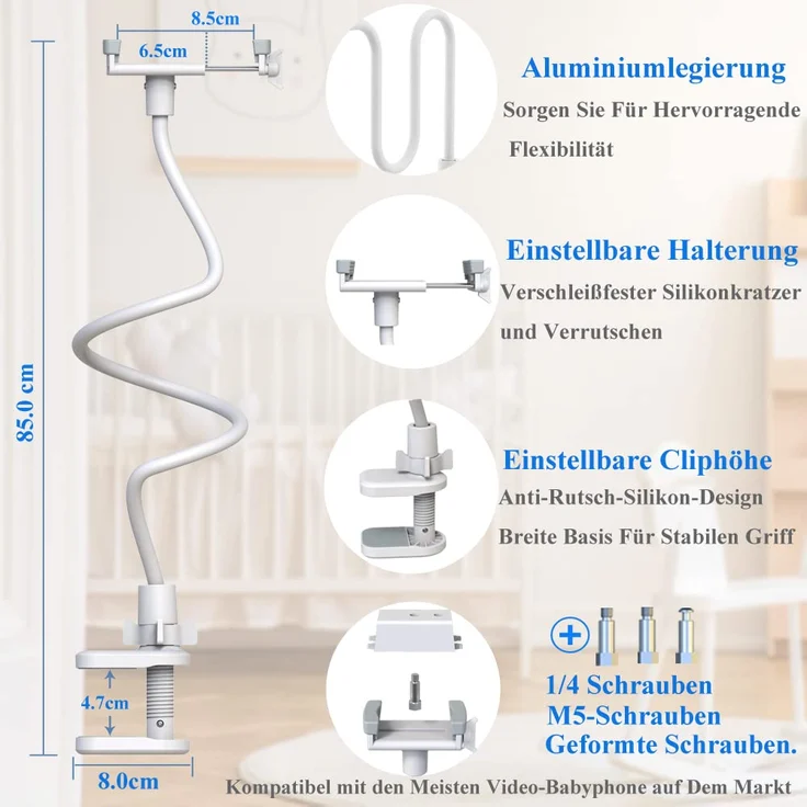 Babyphone Halterung Universal Kamera Halterung Kamera Halter Baby Kamera Handyhalter Kompatibel für Philips AVENT/Nuk/Reer/Babymoov/GHB/Hellobaby Babyphone die meisten Video-Babyphone – Bild 5