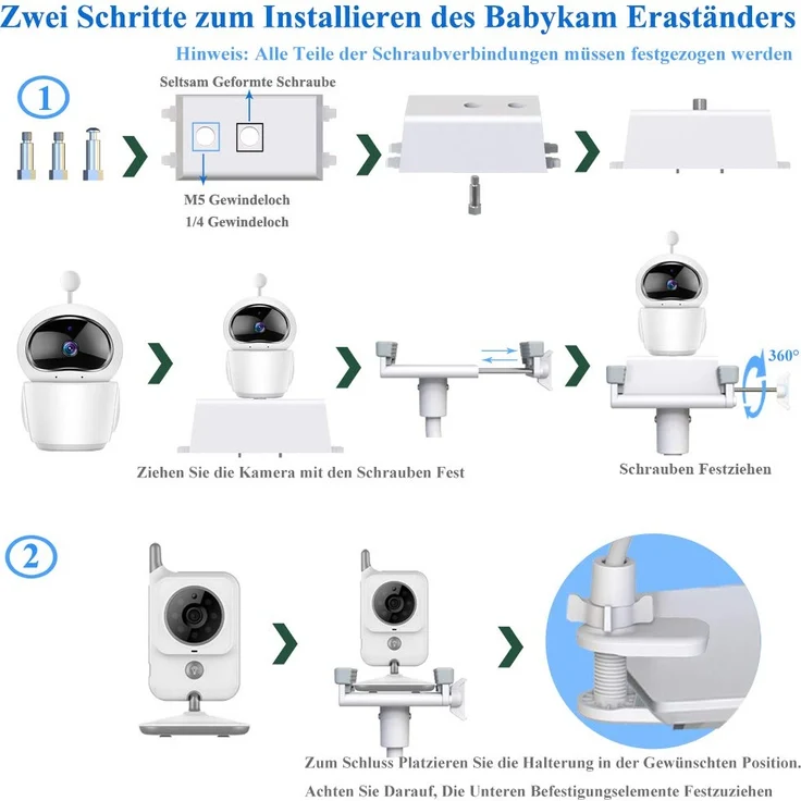Babyphone Halterung Universal Kamera Halterung Kamera Halter Baby Kamera Handyhalter Kompatibel für Philips AVENT/Nuk/Reer/Babymoov/GHB/Hellobaby Babyphone die meisten Video-Babyphone – Bild 7