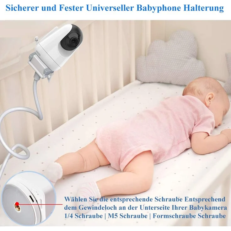 Babyphone Halterung Universal Kamera Halterung Kamera Halter Baby Kamera Handyhalter Kompatibel für Philips AVENT/Nuk/Reer/Babymoov/GHB/Hellobaby Babyphone die meisten Video-Babyphone – Bild 2