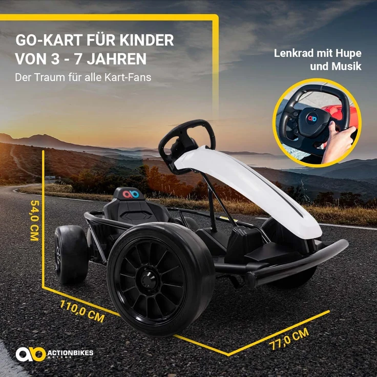 Actionbikes 'Drift-Kart SX1968', ab 3 Jahren, Drift-Scooter, max. belastbar bis 70 kg, 6 - 13 km/h, weiß – Bild 5