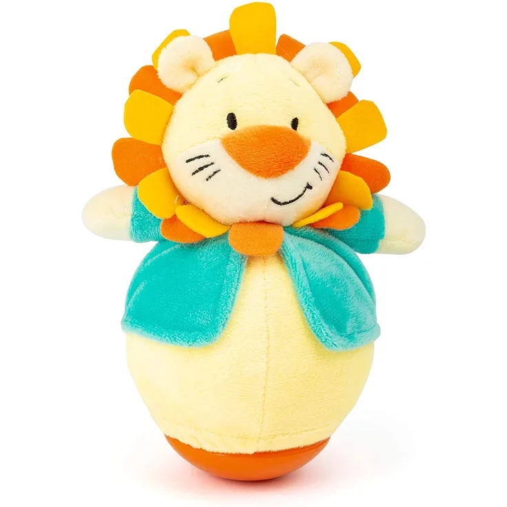 Small Foot 11426 Roly Poly Löwe, lustige Stehauf Figur aus Plüsch zum Greifen und Fühlen, Lernspielzeug Spielzeug, Mehrfarbig