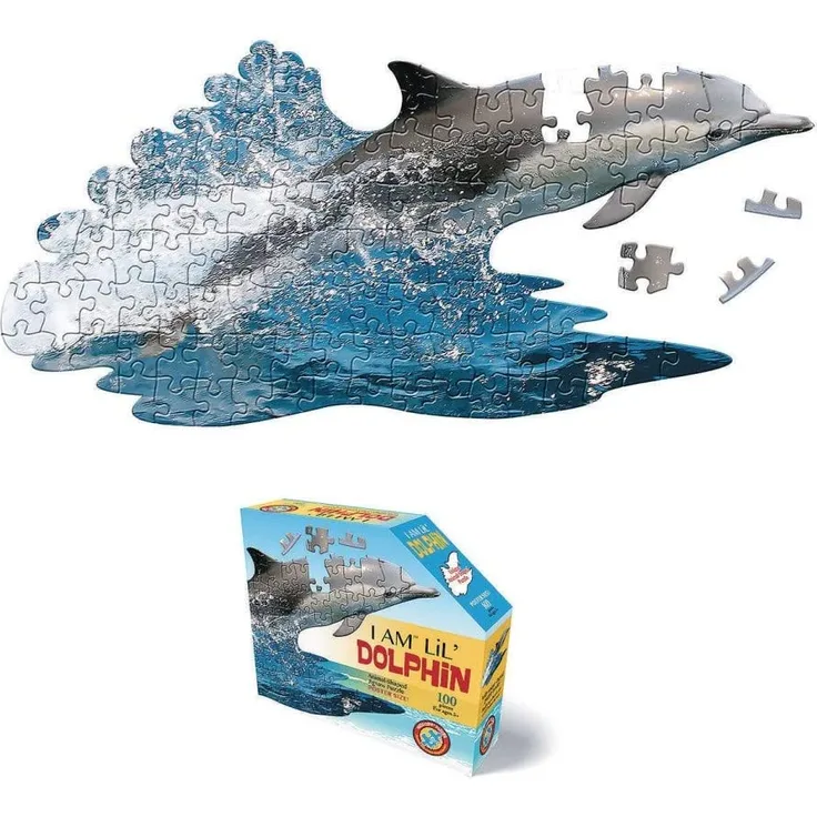 MADD CAPP 884006 Shape Puzzle Junior Delfin, Konturpuzzle 100 Teile, für Kinder und Erwachsene, Mehrfarbig