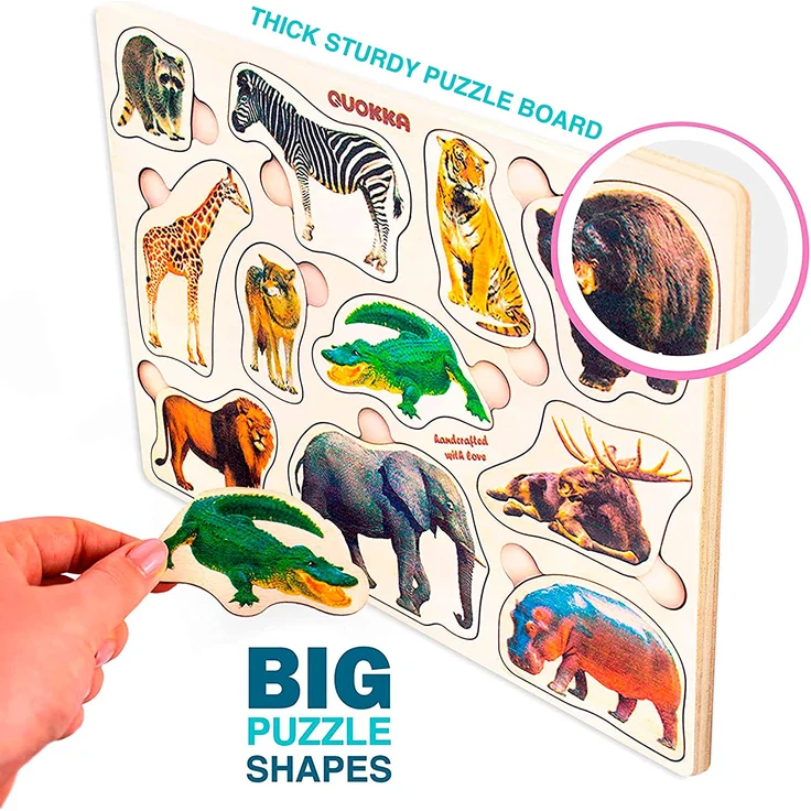 Spielzeug Puzzle ab 1 2 3 Jahre - Montessori Holz Steckpuzzle für Kinder ab 4 von QUOKKA - Lernspielzeug für Mädchen and Jungen – Bild 8
