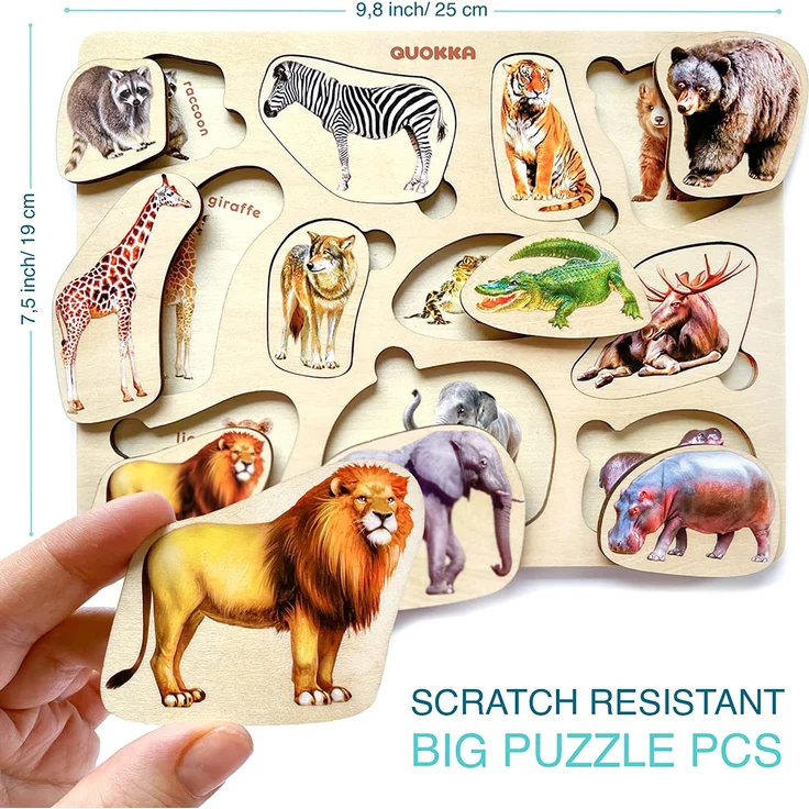 Spielzeug Puzzle ab 1 2 3 Jahre - Montessori Holz Steckpuzzle für Kinder ab 4 von QUOKKA - Lernspielzeug für Mädchen and Jungen – Bild 3