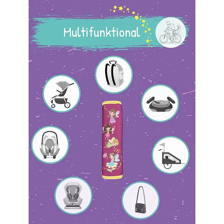 HECKBO® 1x Auto Gurtschutz mit magischem Fee Motiv - Sicherheitsgurt Schulterpolster Schulterkissen Gurtschoner Autositze Gurtpolster für Kinder, Mädchen - Schutz vor Gurt Einschneiden – Bild 4