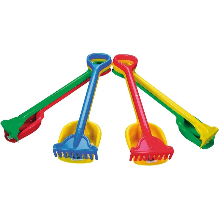 Simba 107124115 Kunststoff-Rechen mit Schaufel, 4-sortiert