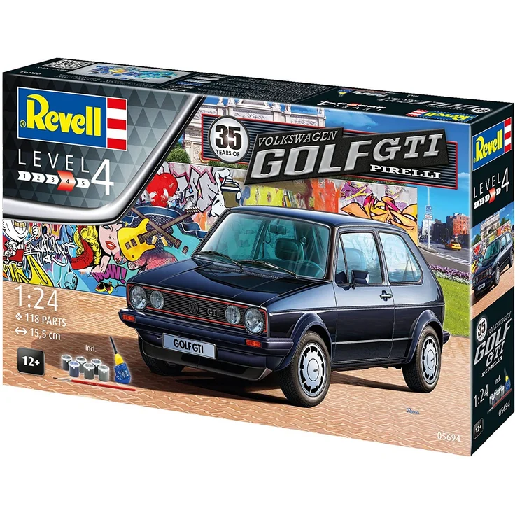 Revell Modellbausatz 05694 Volkswagen VW Golf GTI Autobausatz im Maßstab 1:24 in der Pirelli-Sonderedition maßstabsgetreu mit vielen Details Level 4 144 Jahr(e) – Bild 13