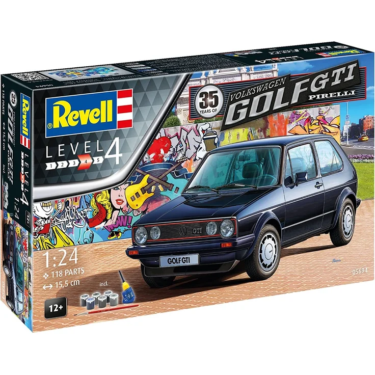 Revell Modellbausatz 05694 Volkswagen VW Golf GTI Autobausatz im Maßstab 1:24 in der Pirelli-Sonderedition maßstabsgetreu mit vielen Details Level 4 144 Jahr(e) – Bild 12