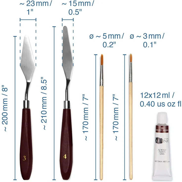 Artina 19-teiliges Malset Milano Malkoffer - Set mit integrierter Tischstaffelei & Keilrahmen Acrylfarbe Pinsel Palette Spachtel - Preisvergleich – Bild 9