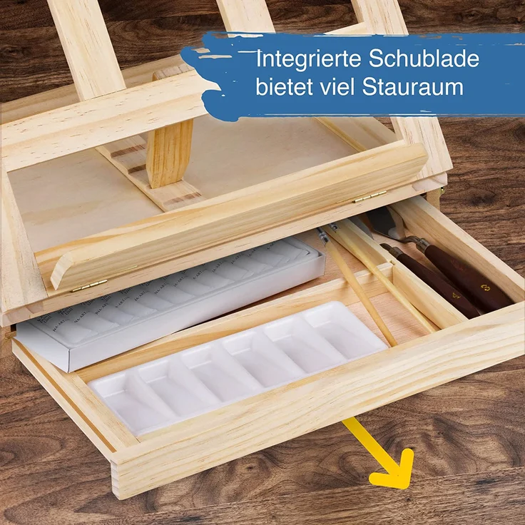 Artina 19-teiliges Malset Milano Malkoffer - Set mit integrierter Tischstaffelei & Keilrahmen Acrylfarbe Pinsel Palette Spachtel - Preisvergleich – Bild 4