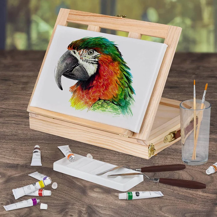 Artina 19-teiliges Malset Milano Malkoffer - Set mit integrierter Tischstaffelei & Keilrahmen Acrylfarbe Pinsel Palette Spachtel - Preisvergleich – Bild 3