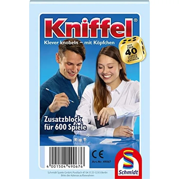 Schmidt Spiele 49067 'Kniffelblock', Zusatzblock für bis zu 600 Spiele (100 Blatt), ab 8 Jahren - Preisvergleich