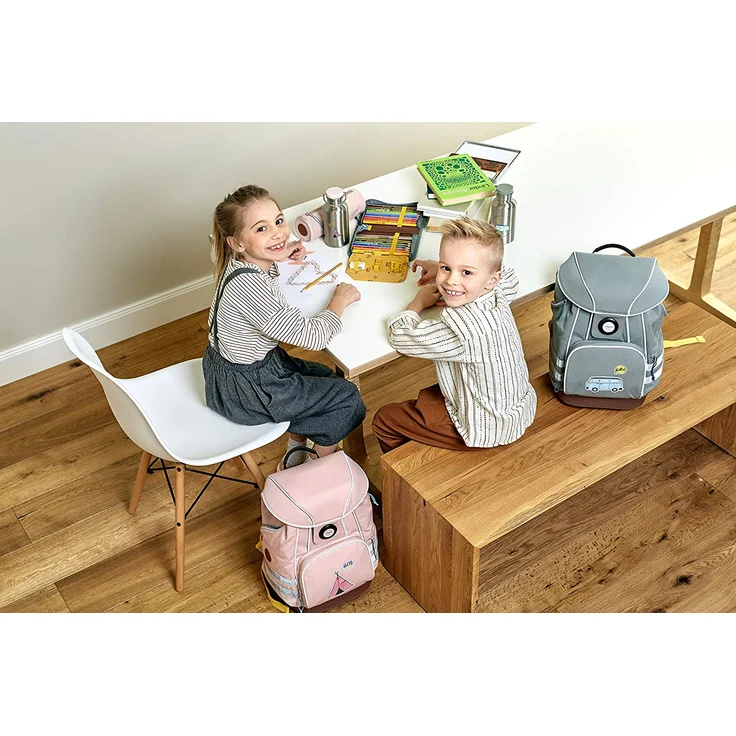 Lässig Schulrucksack-Set 5tlg. 4Kids - Motiv: Adenture Bus, 40 cm, 23 Liter, 1,2 kg - Farbe: grau,gelb, mit reflektierenden Elementen – Bild 24