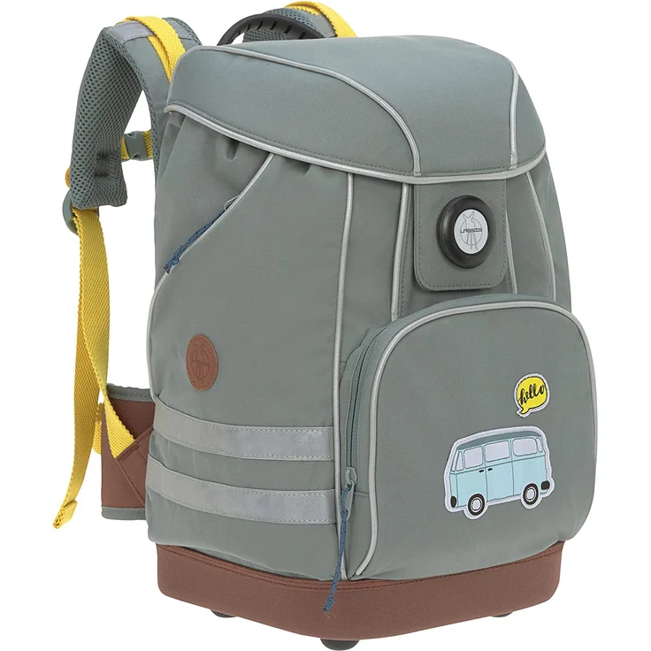 Lässig Schulrucksack-Set 5tlg. 4Kids - Motiv: Adenture Bus, 40 cm, 23 Liter, 1,2 kg - Farbe: grau,gelb, mit reflektierenden Elementen – Bild 2