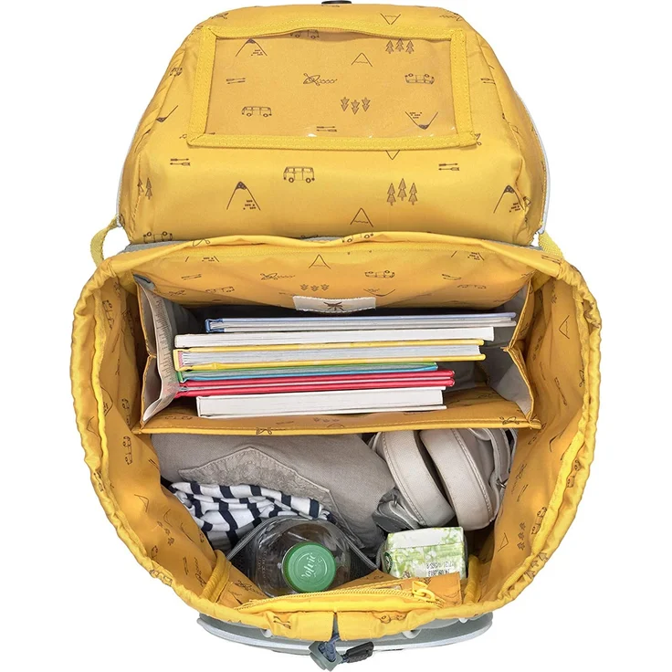 Lässig Schulrucksack-Set 5tlg. 4Kids - Motiv: Adenture Bus, 40 cm, 23 Liter, 1,2 kg - Farbe: grau,gelb, mit reflektierenden Elementen – Bild 4
