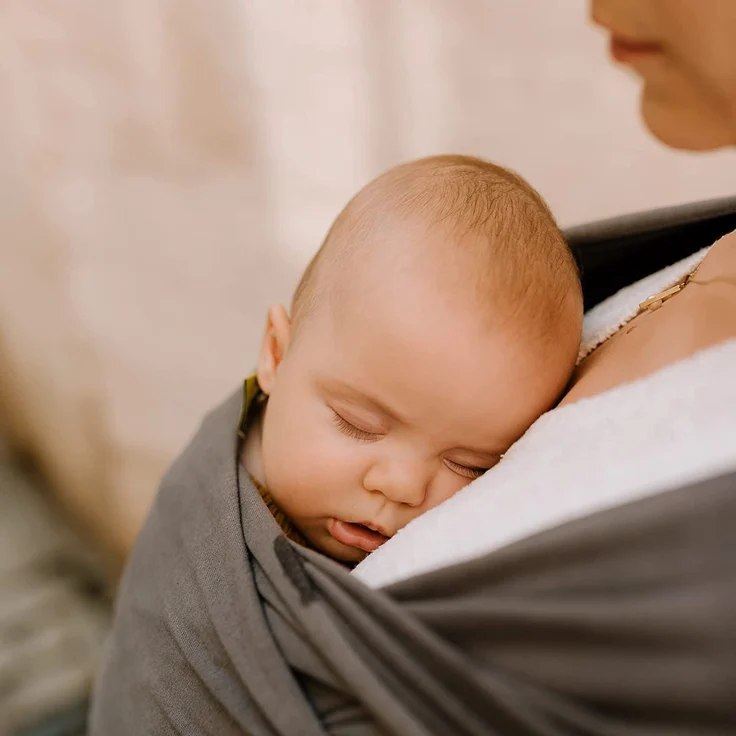 Boba Baby Wrap, Organic Dark Grey - das elastische Tragetuch aus weichem Sommersweat, sehr einfach zu binden, ideal für Neugeborene und Kleinkinder bis 16kg – Bild 7