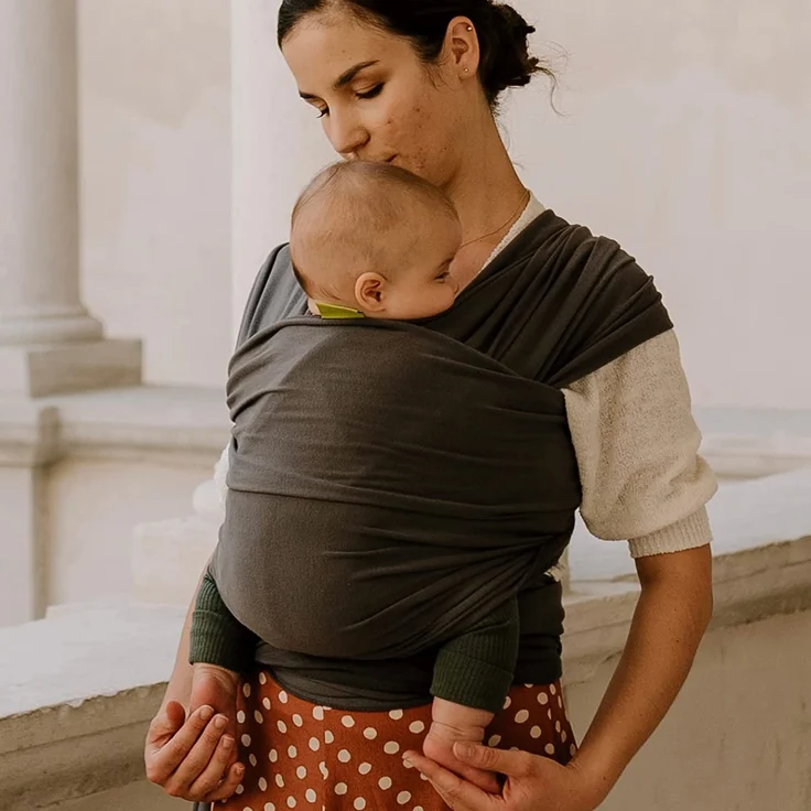 Boba Baby Wrap, Organic Dark Grey - das elastische Tragetuch aus weichem Sommersweat, sehr einfach zu binden, ideal für Neugeborene und Kleinkinder bis 16kg – Bild 9