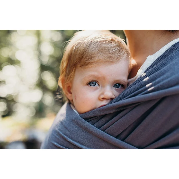 Boba Baby Wrap, Organic Dark Grey - das elastische Tragetuch aus weichem Sommersweat, sehr einfach zu binden, ideal für Neugeborene und Kleinkinder bis 16kg – Bild 5