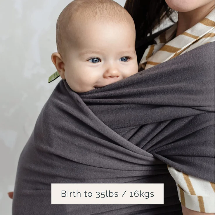 Boba Baby Wrap, Organic Dark Grey - das elastische Tragetuch aus weichem Sommersweat, sehr einfach zu binden, ideal für Neugeborene und Kleinkinder bis 16kg – Bild 3