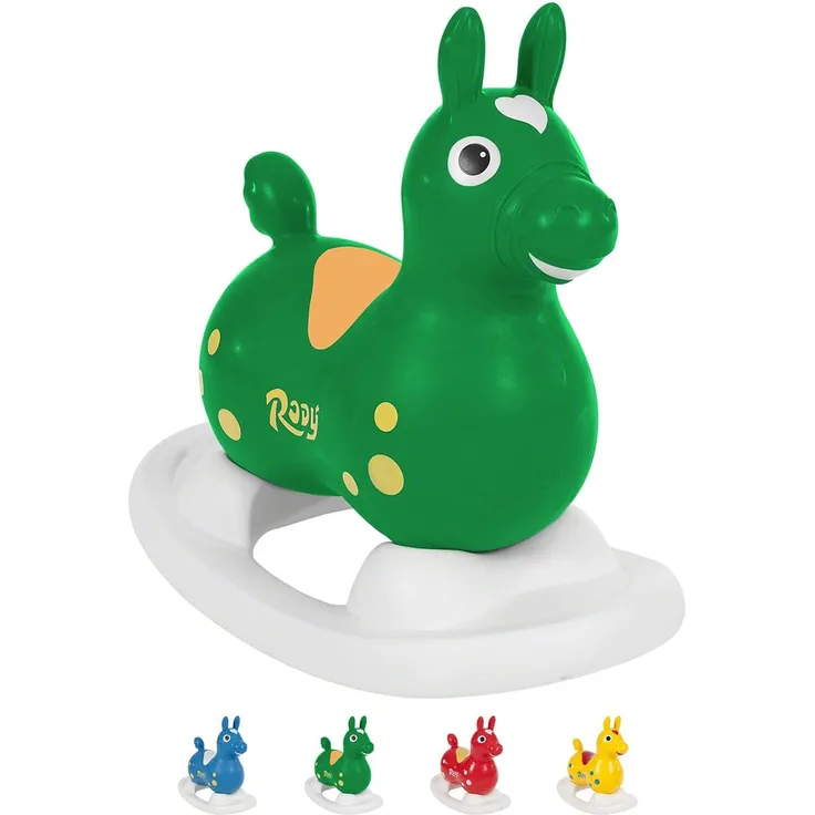 Rock'n Rody Schaukelpferd, Hüpftier, Sprungtier, Schaukeltier in Schaukelwanne, Grün