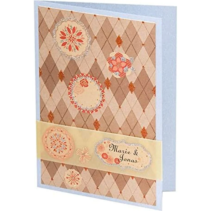 folia 13149 - Design Kraftpapierblock, 12 Blatt, DIN A4, gemustertes Kraftpapier mit Glitzerapplikationen – Bild 4