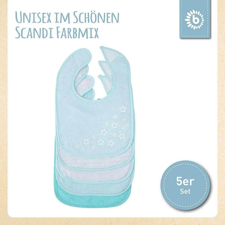 Bieco Baby Lätzchen 5er Pack | Baby Lätzchen Wasserdicht | Schlabberlatz Baby | Halstuch Baby Spucktuch | Sabberlätzchen Baby | Malschürze Kinder für Jungen & Mädchen | Lätzchen Baby - Preisvergleich – Bild 5