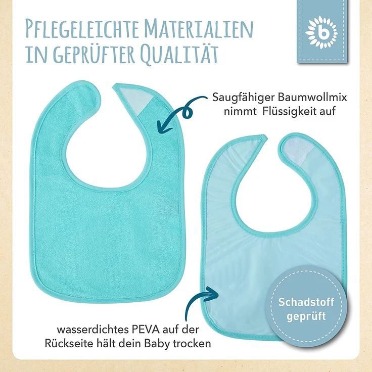 Bieco Baby Lätzchen 5er Pack | Baby Lätzchen Wasserdicht | Schlabberlatz Baby | Halstuch Baby Spucktuch | Sabberlätzchen Baby | Malschürze Kinder für Jungen & Mädchen | Lätzchen Baby - Preisvergleich – Bild 6