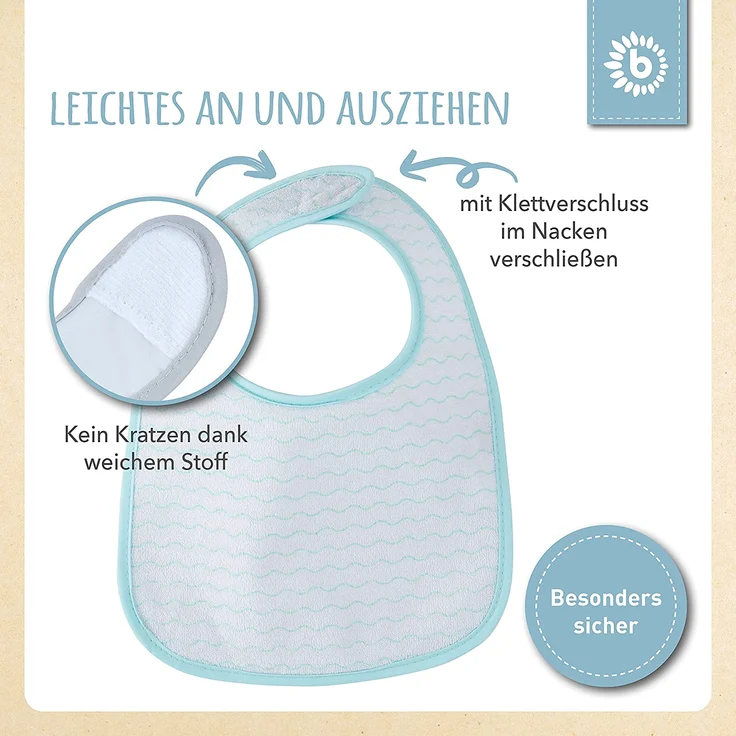 Bieco Baby Lätzchen 5er Pack | Baby Lätzchen Wasserdicht | Schlabberlatz Baby | Halstuch Baby Spucktuch | Sabberlätzchen Baby | Malschürze Kinder für Jungen & Mädchen | Lätzchen Baby - Preisvergleich – Bild 3