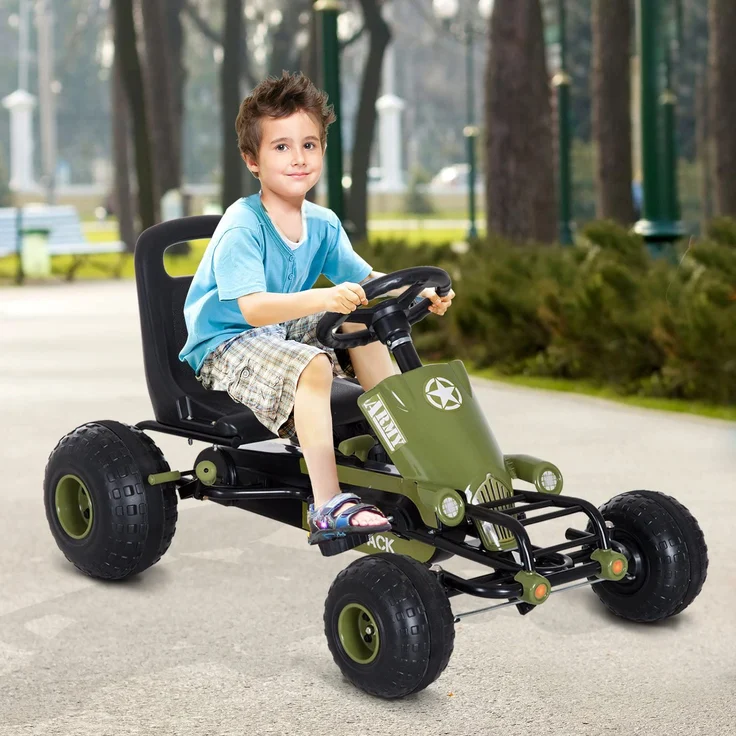 HOMCOM Kinder Tretauto mit Handbremse grün – Bild 2