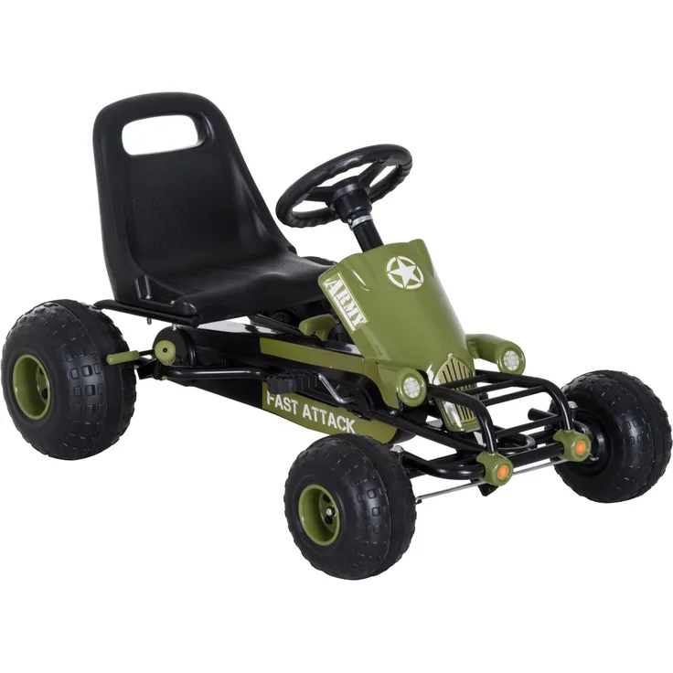 HOMCOM Kinder Tretauto mit Handbremse grün
