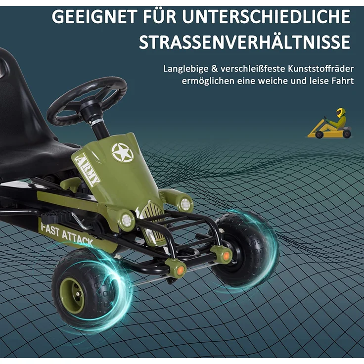 HOMCOM Kinder Tretauto mit Handbremse grün – Bild 7