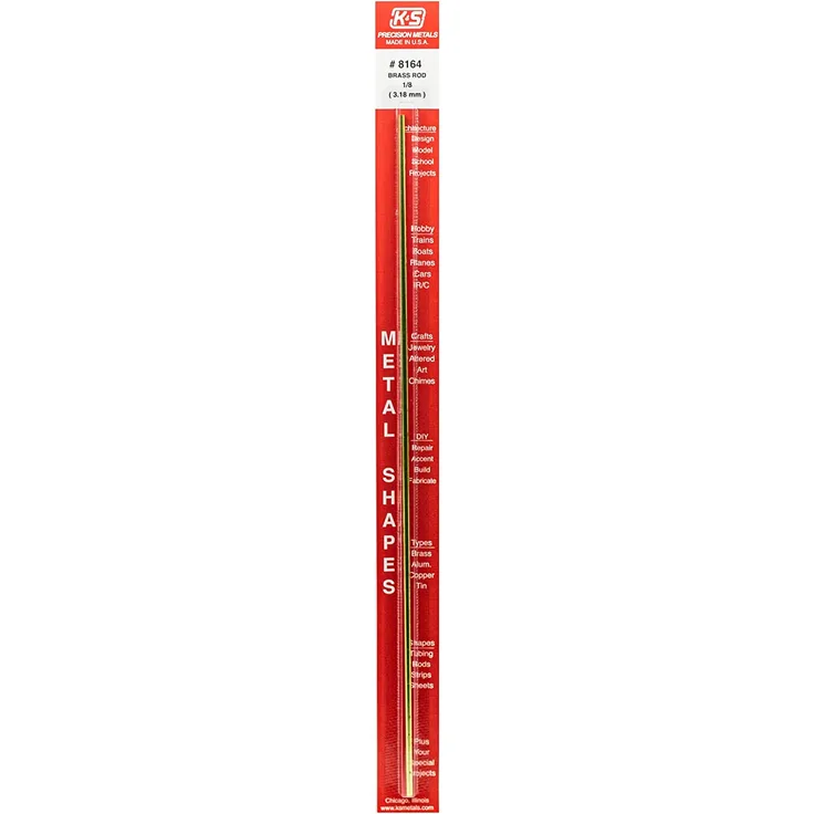 K&S-Metall 968164 Messingstab, 304,8mm lang, Durchm. 1/8. 1stück