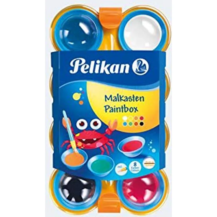 Pelikan Deckfarbkasten mini-friends, 8 Farben und 1 Pinsel