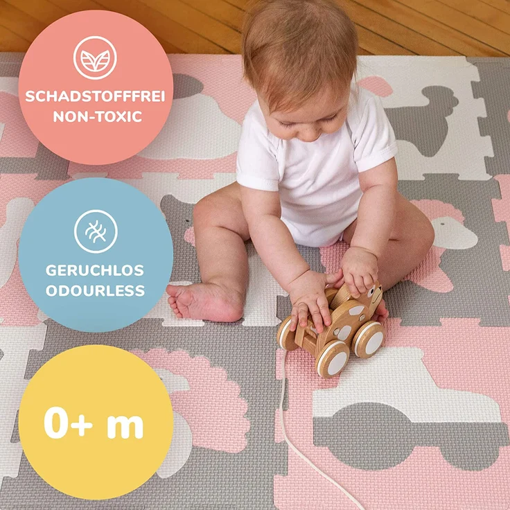 Hakuna Matte Puzzlematte für Babys 1,2x0,9m – TÜV SÜD GS Zertifizierte Baby Spielmatte – Spielteppich enthält 12 Fliesen mit Tieren – 20% dickere Krabbelmatte – Bild 5