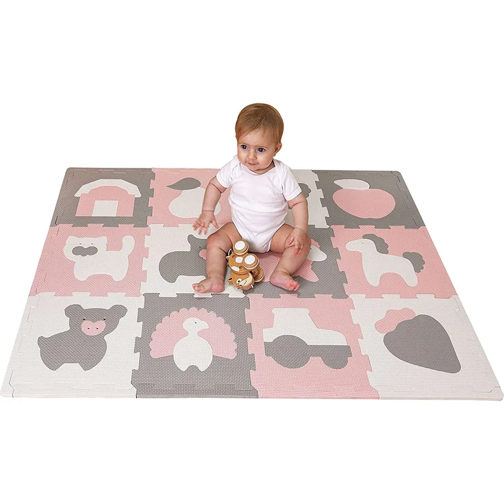 Hakuna Matte Puzzlematte für Babys 1,2x0,9m – TÜV SÜD GS Zertifizierte Baby Spielmatte – Spielteppich enthält 12 Fliesen mit Tieren – 20% dickere Krabbelmatte – Bild 6