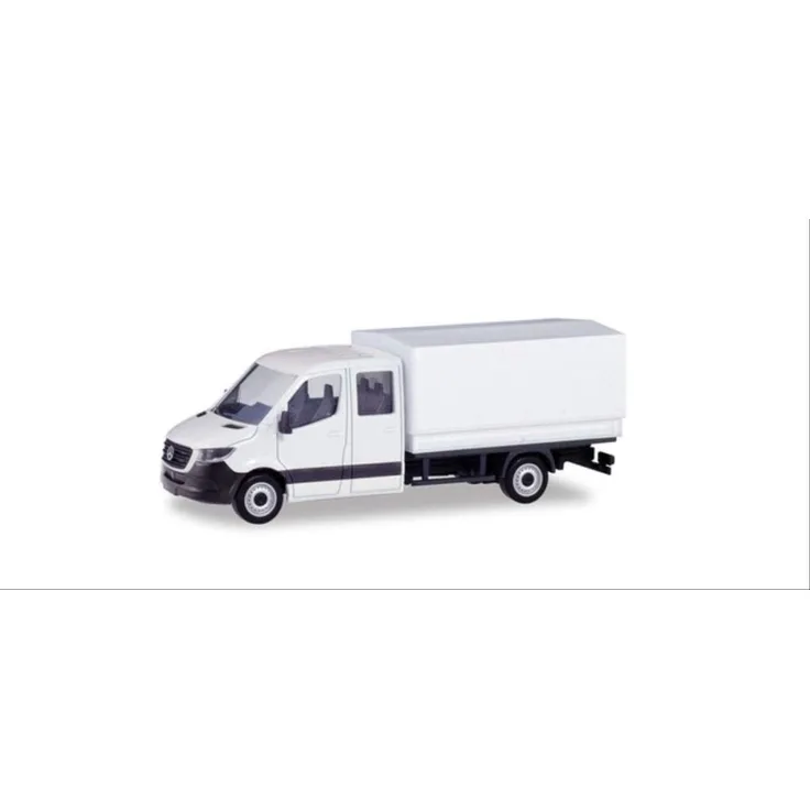 Herpa 013499 1:87 MiniKit MB Sprinter Doppelkabine m. Pritsche u. Plane wei