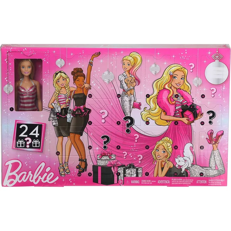 Barbie GFF61 - Glitzer-Fashion Adventskalender mit Puppe verschiedenen Outfits und Zubehör, geeignet für Mädchen ab 3 Jahren