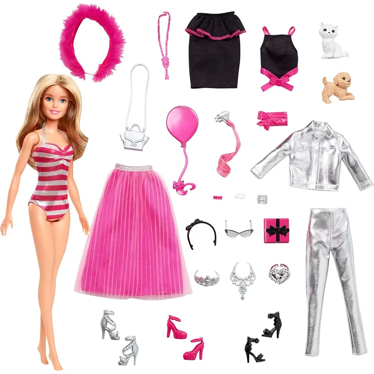 Barbie GFF61 - Glitzer-Fashion Adventskalender mit Puppe verschiedenen Outfits und Zubehör, geeignet für Mädchen ab 3 Jahren – Bild 3